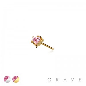 316L SURGICAL STEEL THREADLESS PUSH IN PINK HEART DAGGER CROSS TOP PART